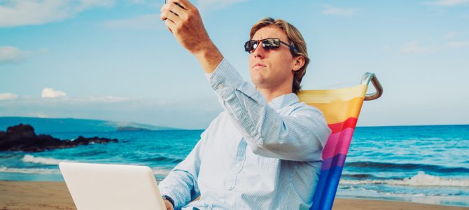 Business man on the beach